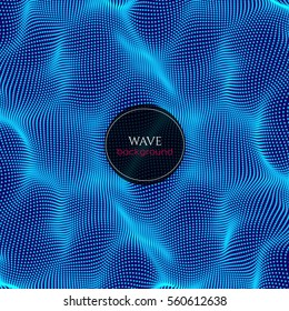 Wavy abstract background consists of dots and wireframe. Sound or physical wave. Cyberspace. Abstract background for science or electronic music theme design.