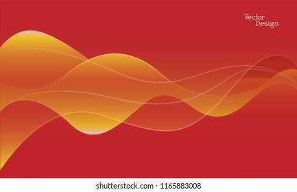 Wavy abstract background , curved lines in flat gradient color, red and yellow wallpaper