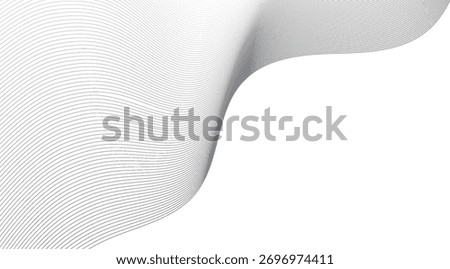 Wavy abstract background featuring smooth, gray lines creating a dynamic and elegant graphic design over a clean white space, perfect for modern digital presentations