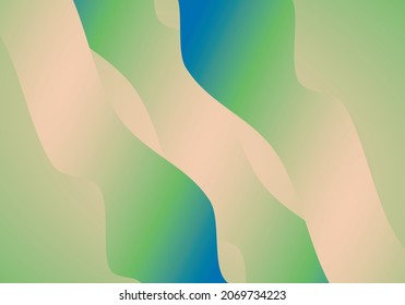 
Wavy abstract background in green, blue and beige