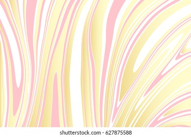 Wavy abstract background. Ink marbling texture. White, golden and white. Hand drawn marble illustrations, ebru aqua paper and silk prints. Traditional Turkish ebru technique. 