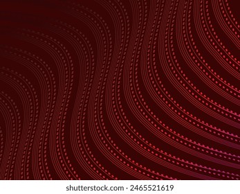 Wavy abstract background with modern gradient red color. Wavy lines and dots technology background.