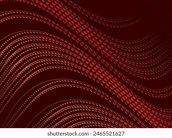 Wavy abstract background with modern gradient red color. Wavy lines and dots technology background.