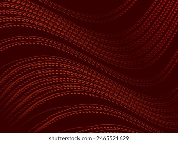 Wavy abstract background with modern gradient red color. Wavy lines and dots technology background.