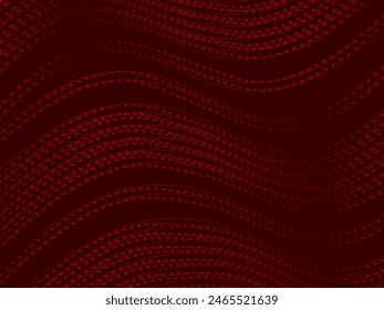 Wavy abstract background with modern gradient red color. Wavy lines and dots technology background.