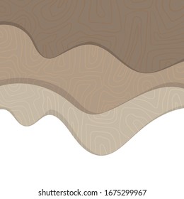 Wavy abstract background in paper cut style with doodle pattern. Flat colors.