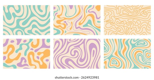 Wavy abstract background, retro groovy, vector