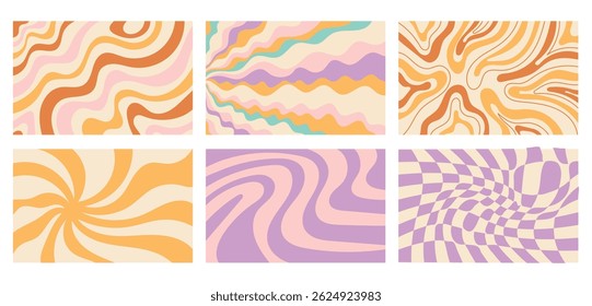 Wavy abstract background, retro groovy, vector