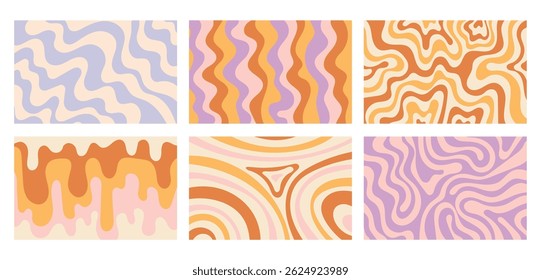 Wavy abstract background, retro groovy, vector