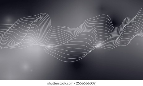 Wavy abstract background, a soft, ethereal graphic with subtle wavy lines in white, creating a sense of movement and flow against a gradient of gray