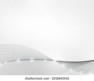 Wavy abstract background with two color. Subtle striped ribbon concept with white and gray gradient. Light point decoration.