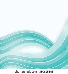Wavy abstract blank vector background. Blue waves on white background. Vector illustration.