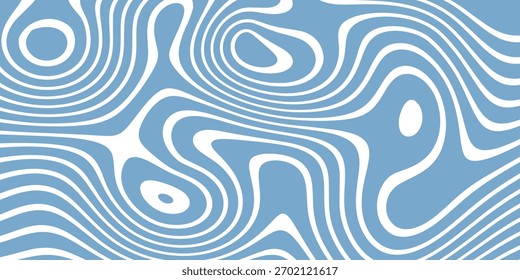 Wavy abstract blue and white background featuring flowing curved lines that create a modern optical illusion pattern ideal for contemporary design, wallpaper, and artistic graphics.