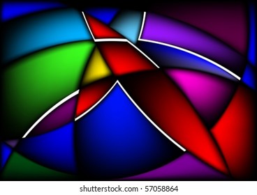 Wavy abstract bright colorful background for design. Black release.