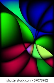 Wavy abstract bright colorful background for design. Black release.