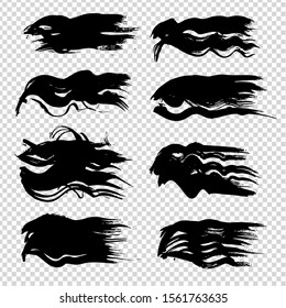 Wavy abstract brushstrokes of different smear saturation isolated on imitation transparent background