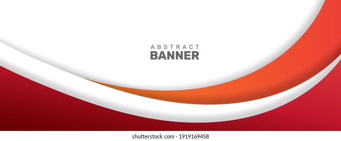Wavy abstract business banner in red and orange color. - Vector.