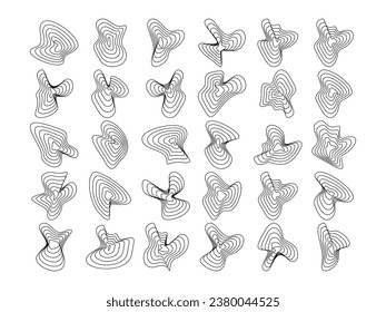Wavy Abstrakte, konzentrische Line Art Collection