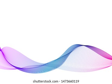 Wavy abstract design. Ribbon concept with purple, blue, pink colors. White isolated background. Vector illustration.