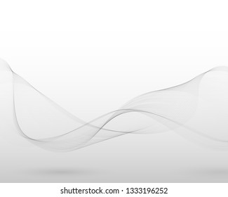 Wavy abstract design in two colors. Subtle ribbon concept with white and light gray gradient. Vector illustration.