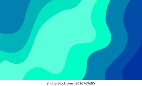 Wavy Abstract Gradient Ocean Flow Art in Blue and Green Background. Abstract wave pattern in calming blue and green gradient tones, evoking ocean currents and peaceful movement.