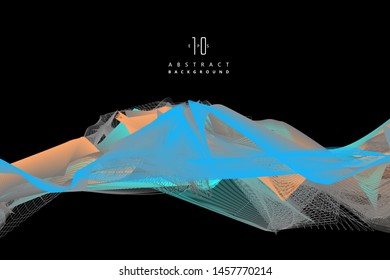 Wavy abstract graphic design, vector background.