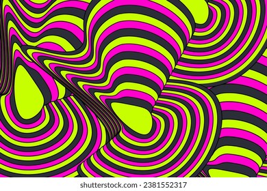 Wavy abstract groovy background. Hippie 70s retro rainbow color. Vector illustration