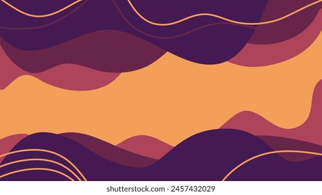 fondo abstracto ondulado de halloween. ondas planas con una combinación de púrpura, granate y naranja. fondo que muestra el cielo nocturno. una combinación de oro y púrpura sobre un fondo abstracto