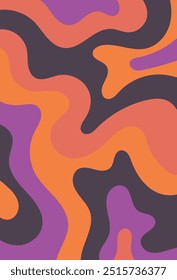 wavy abstract halloween background. flat waves with a combination of purple, maroon, black and orange. 