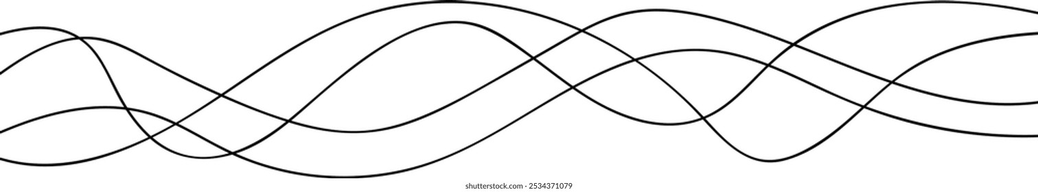 Wavy abstract line background. Curve wave seamless pattern. Line art striped flat graphic style