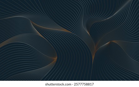 wavy abstract line background with gold gradient, japan background. wallpaper, packaging, invitations, luxury