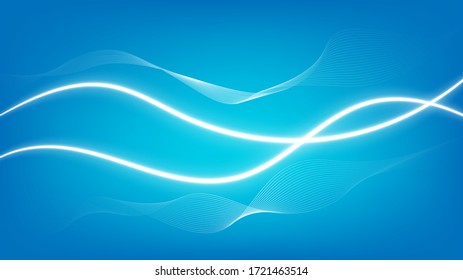 Wavy abstract neon blue vector illustration background