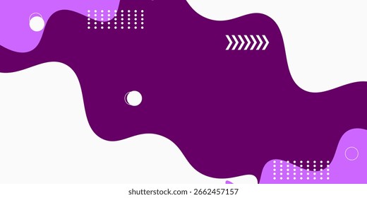 Wavy Abstract Purple Background with Halftone Dots and Circle Elements – Vector Design Template