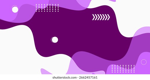 Fondo púrpura Abstractas ondulado con puntos de medio tono y Elementos circulares - Plantilla de diseño de Vector