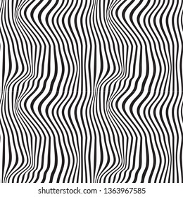 Wavy abstract seamless background pattern. Black and white. Waves
