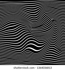 Wavy abstract seamless background pattern. Black and white. Waves