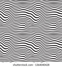 Wavy abstract seamless background pattern. Black and white. Waves