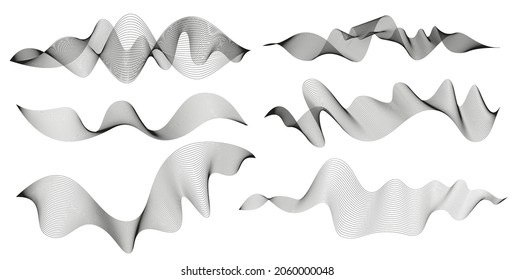 Wavy abstract stripes. Curved line vector elements for music design. Digital sound equalizer.