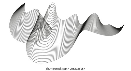 Wavy abstract stripes. Curved line vector elements for music design. Digital sound equalizer.