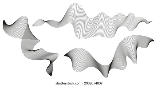 Wavy abstract stripes. Curved line vector elements for music design. Digital sound equalizer.