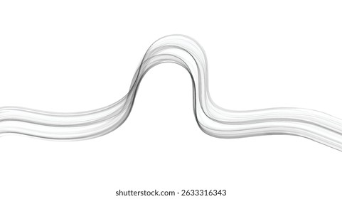Wavy abstract vector line with layered stroke effect, forming a smooth curved peak. Minimal black and white design suitable for modern art or background elements.