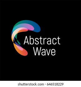 Wavy abstract vector logo. Smooth gradients and colorful cosmic and high technology oval shapes