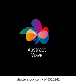 Wavy abstract vector logo. Smooth gradients and colorful cosmic and high technology oval shapes