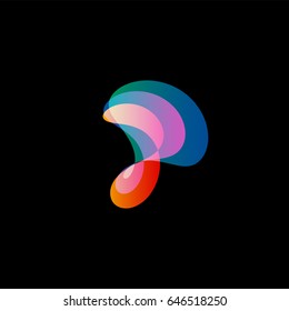 Wavy abstract vector logo. Smooth gradients and colorful cosmic and high technology oval shapes