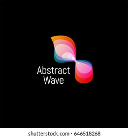 Wavy abstract vector logo. Smooth gradients and colorful cosmic and high technology oval shapes