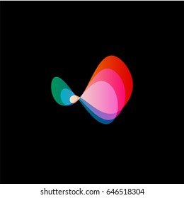 Wavy abstract vector logo. Smooth gradients and colorful cosmic and high technology oval shapes