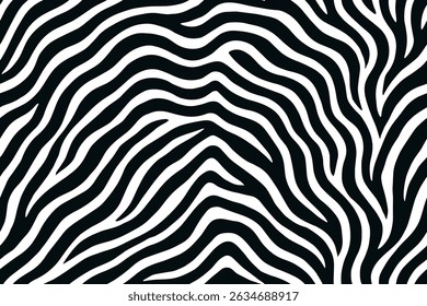 Patrón de rayas de cebra abstracta ondulada perfecto para tela y fondos