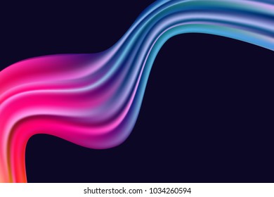 Wavy Abstraction in Pink and Blue Colors. Trendy Background with Wavy Material. Wavy Abstraction for Web Design, Presentation, Wallpaper, Card, Banner, Flyer, Poster. Vector Illustration.