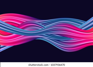 Wavy Abstraction in Pink and Blue Colors. Trendy Background with Wavy Material. Wavy Abstraction for Web Design, Presentation, Wallpaper, Card, Banner, Flyer, Poster. Vector Illustration.