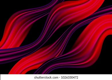 Wavy Abstraction in Red and Purple Colors. Trendy Background with Wavy Material. Wavy Abstraction for Web Design, Presentation, Wallpaper, Card, Banner, Flyer, Poster. Vector Illustration.